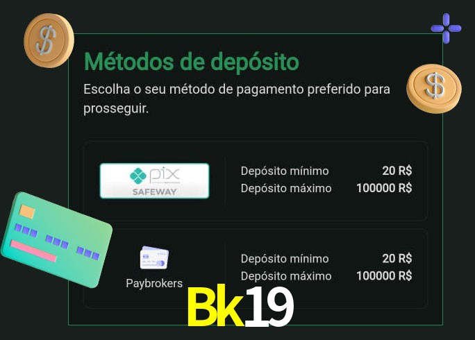 O cassino Bk19 oferece uma grande variedade de métodos de pagamento